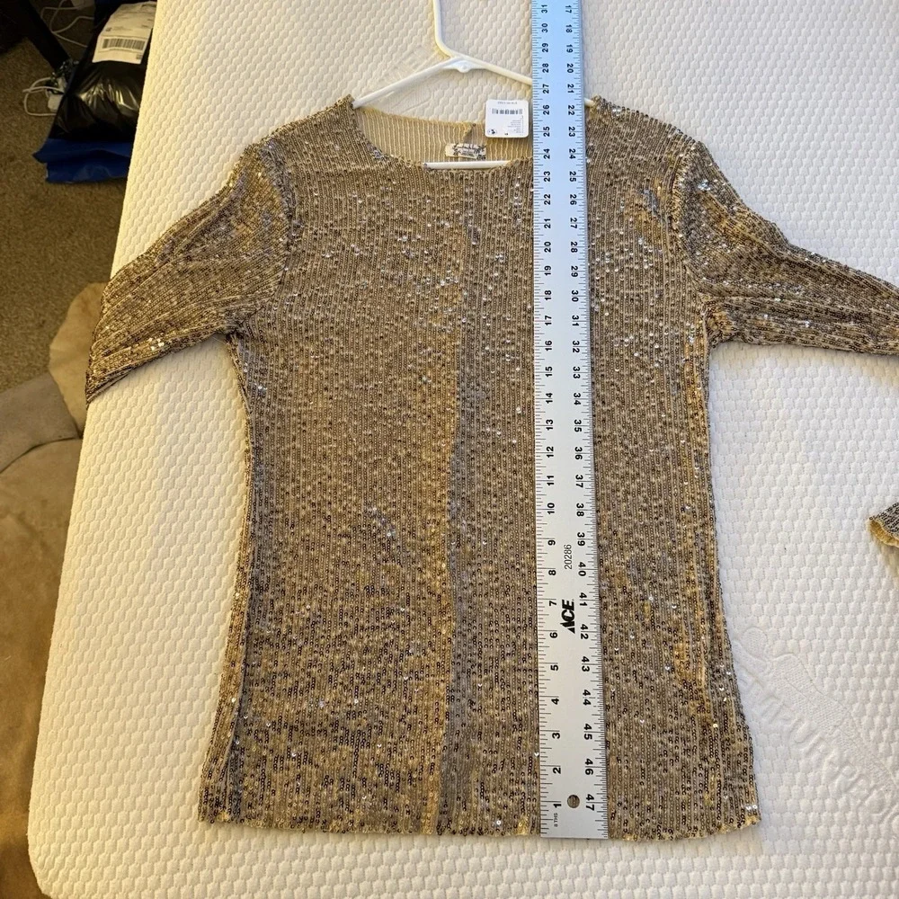 NEW Intimately‎ Free People Gold Rush Sequin Shirt Glam Maximalist Women Large